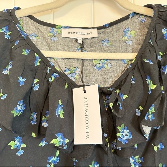 NWT peasant floral ruffle long sleeve blouse by WeWoreWhat women’s XS - Picture 9 of 11